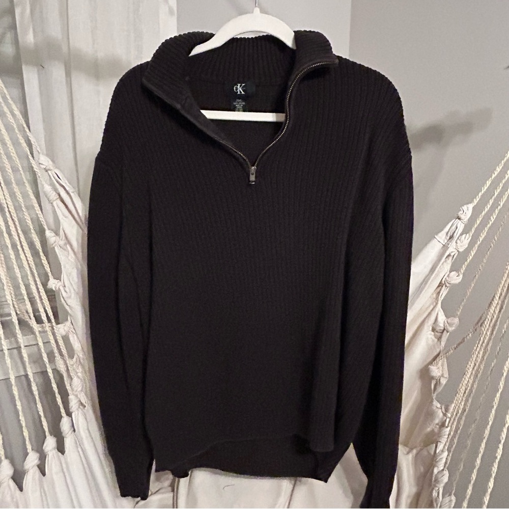 Calvin Klein Men's Dark Gray Zip-Up Sweater